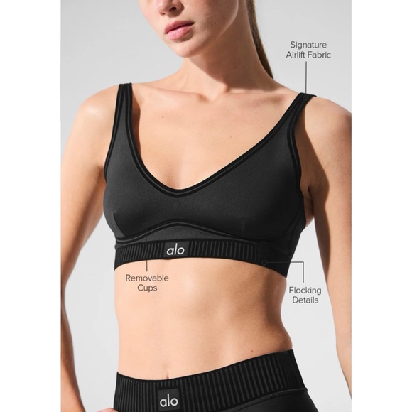 Alo Yoga Airlift Line Up Bra Black Small - Picture 2 of 11